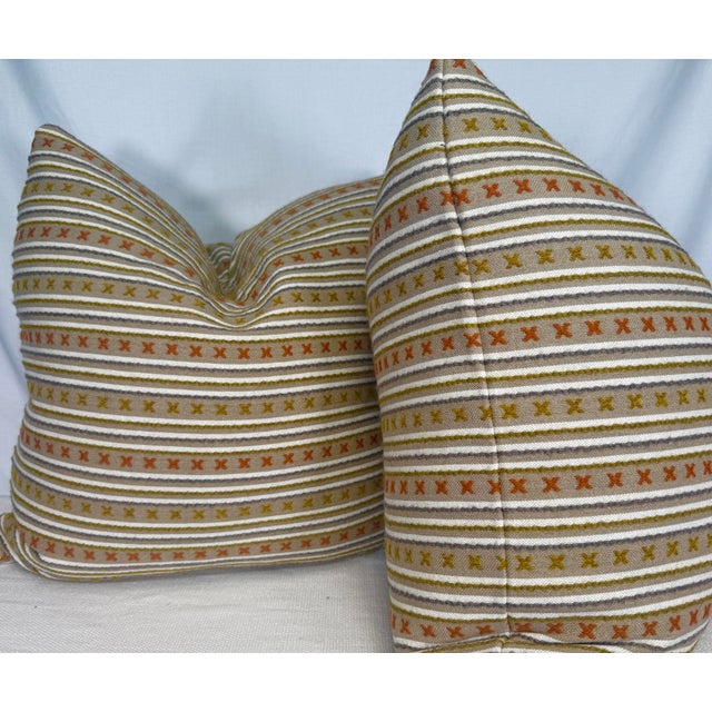 Transitional Christopher Farr Cloth "Criss Cross Woven" in Natural 22" Pillows-a Pair For Sale - Image 3 of 3