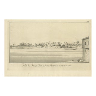Cairo on the Nile with Distant Pyramids, 1755, Engraving For Sale