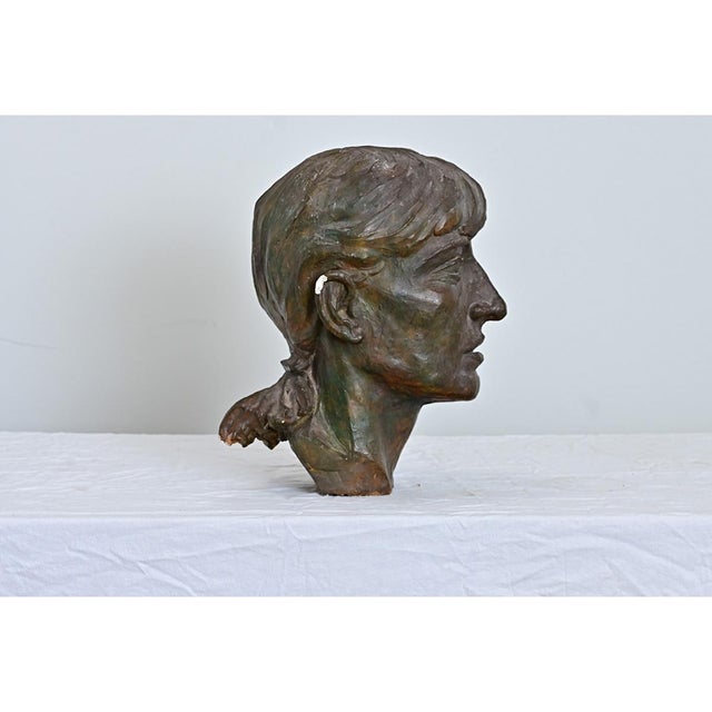 French Vintage Massive Plaster Bust of a Woman For Sale In Baton Rouge - Image 6 of 8