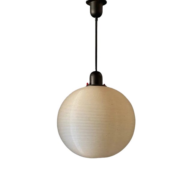 Hanging Single Pendant Lamp with Spherical Lampshade, 1960s For Sale
