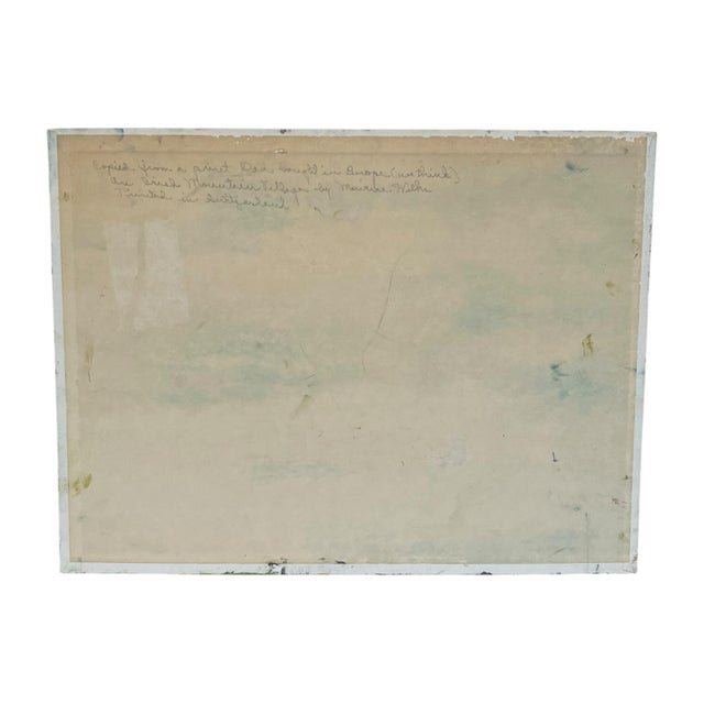 Green Vintage European Village Landscape Painting on Canvas. For Sale - Image 8 of 10