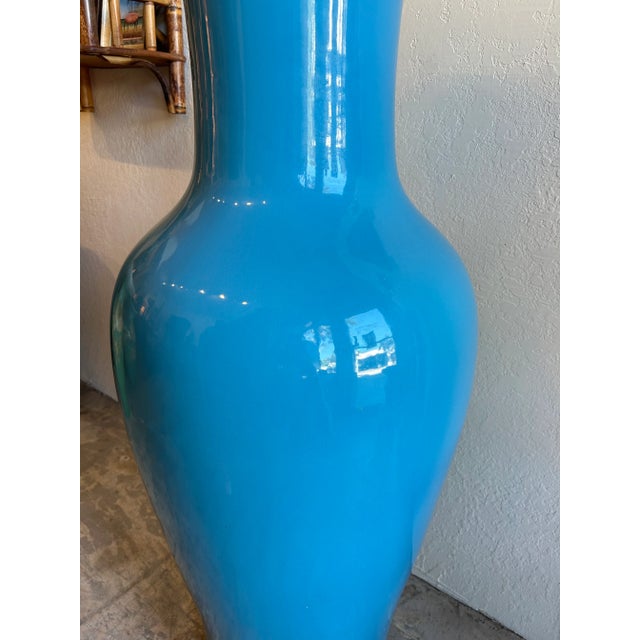 Traditional 1970s Large Blue Glazed Terracotta Jardiniere For Sale - Image 3 of 4