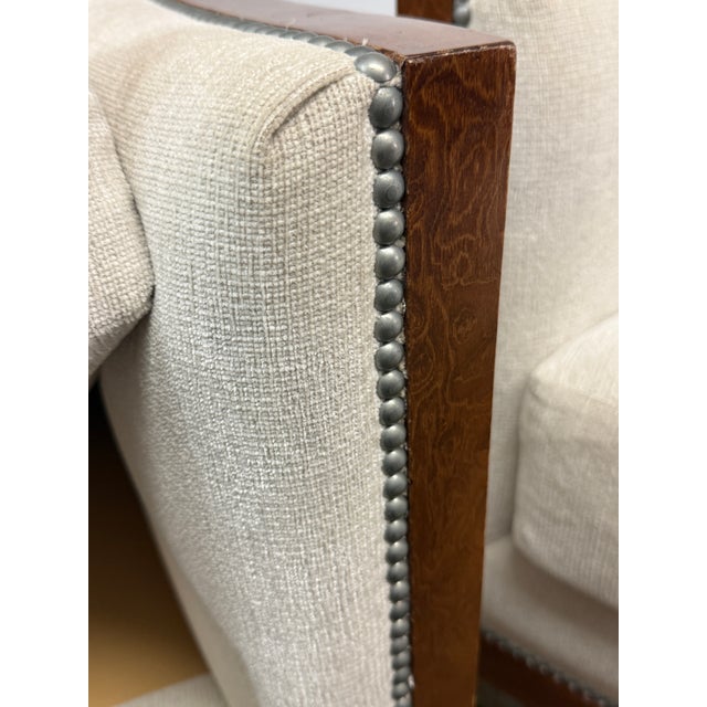 French Modernist Slope Arm Lounge Chairs, Pair For Sale - Image 10 of 12