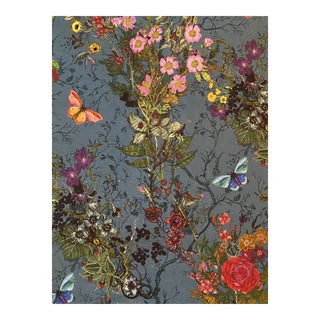 Timorous Beasties Bloomsbury Garden Linen Fabric in Teal 5 Yards For Sale