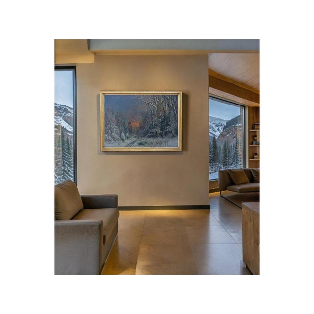 A. Gustav Schweitzer, Winter Night Landscape, Oil on Canvas For Sale - Image 4 of 16