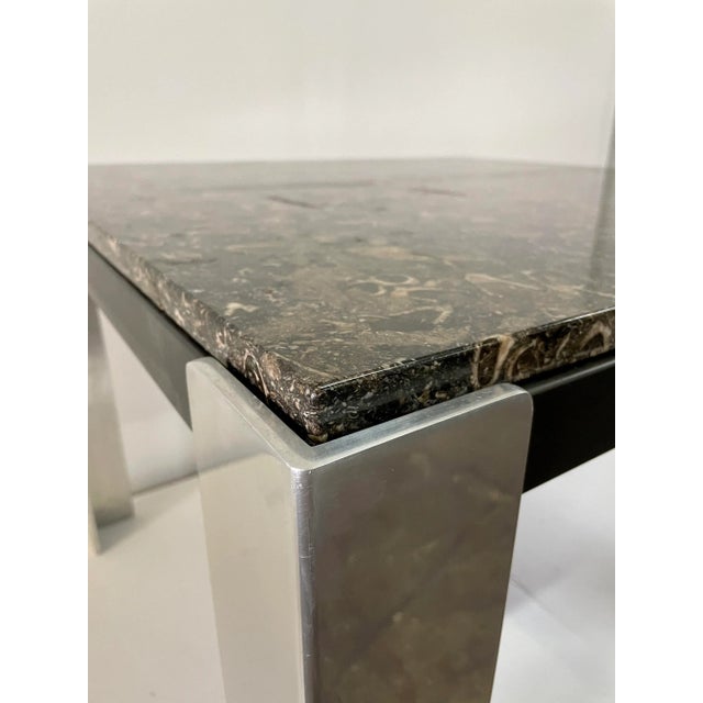 Mid-Century Modern Leon Rosen for Pace Marble & Steel Game Table For Sale - Image 3 of 12