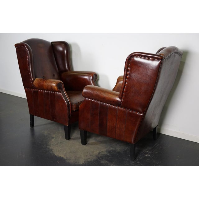 Vintage Dutch Cognac Leather Club Chairs, the Netherlands, Set of 2 For Sale - Image 14 of 18