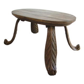 Mid Century Italian Wooden Bench With Baroque Style Legs For Sale