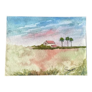 “Sunset Retreat” Original Watercolor Landscape by Nancy Smith For Sale