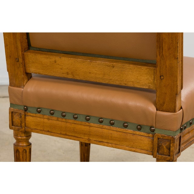 Late 19th Century French Louis XVI Style Dining Chairs in Tan Leather, Set of 6 For Sale - Image 15 of 18