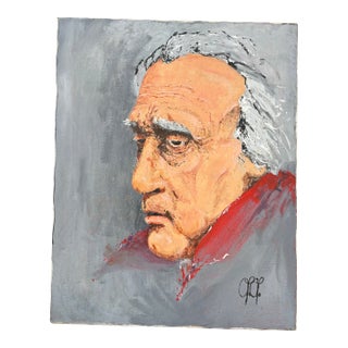Mid 20th Century Signed Expressionist Portrait of Beethoven on Canvas For Sale