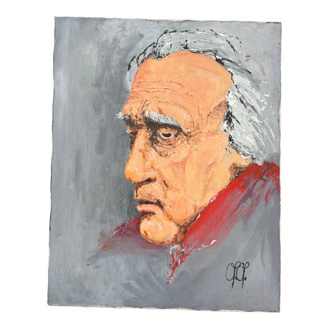 Mid 20th Century Signed Expressionist Portrait of Beethoven on Canvas For Sale