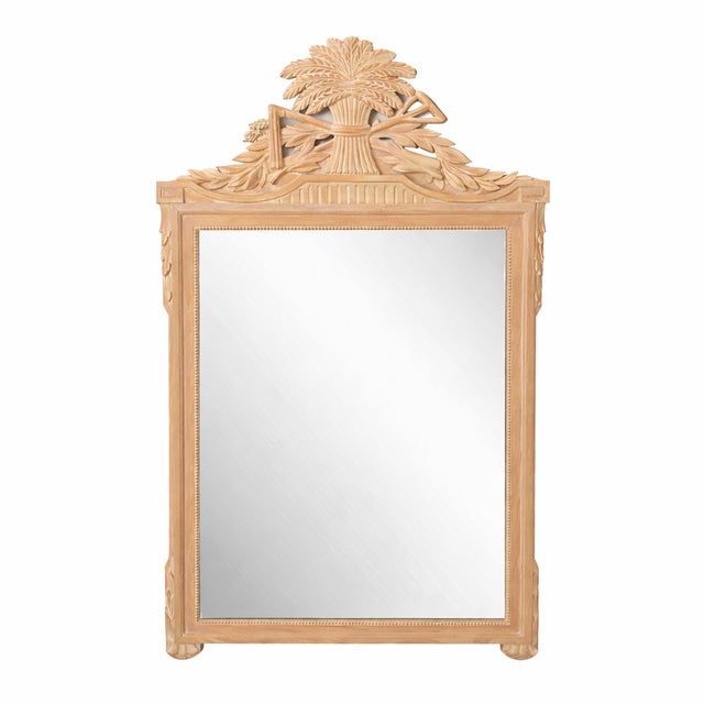 Vintage French Louis XVI Hand-Carved Sheaf of Wheat Wall Mirror For Sale In West Palm - Image 6 of 6