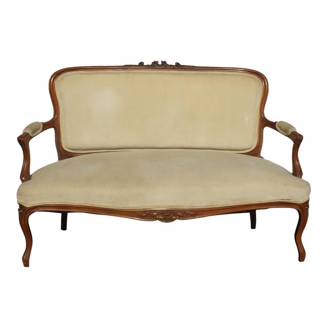 Vintage French Provincial Country Gold Velvet Settee Loveseat Rococo