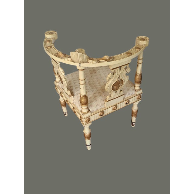 Antique Italian Renascence Arm Corner Chair Carved Figural Dragon Painted For Sale - Image 10 of 18