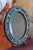 A jewel-like Italian miniature picture frame with an intricate floral glass mosaic, vivid turquoise borders, and delicate...