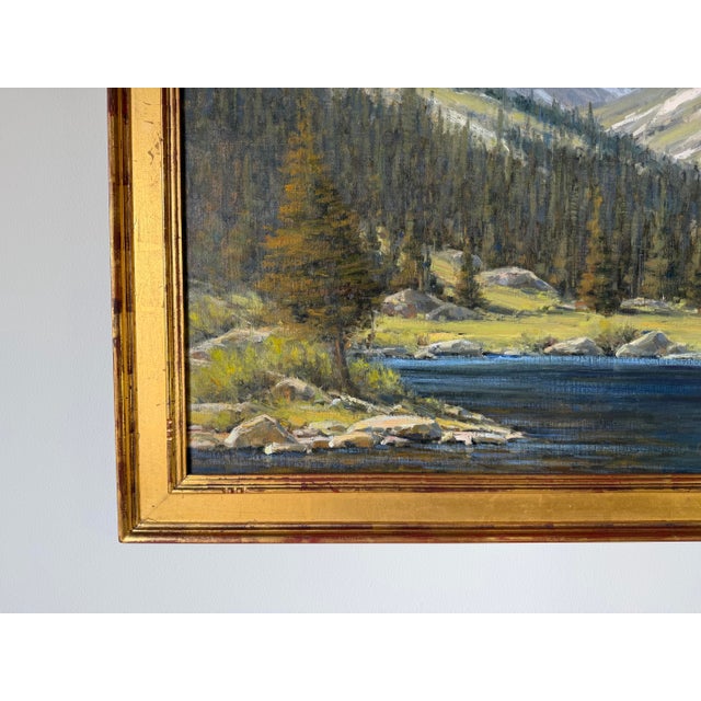 Green 2001 Dan Young “Frying Pan Lake” Original Landscape Oil on Masonite Painting – Gilt Wood Framed For Sale - Image 8 of 12