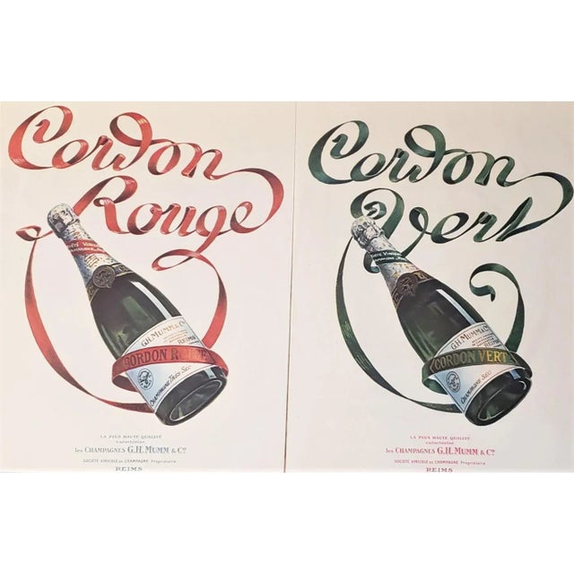 1925 PAIR-French Advertisement Prints for Mumm Champagne, Matted For Sale - Image 4 of 4
