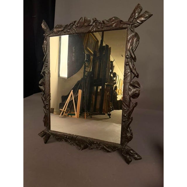 Carved European Faux Bois Mirror With Cherry Motif, Circa 1900 For Sale - Image 4 of 13