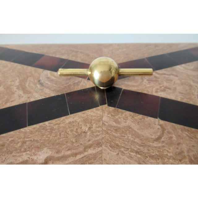 C.1970's Maitland-Smith Brass Footed Tessellated Stone and Pen Shell,l(Tortoise Shell) Lidded Box For Sale - Image 14 of 18