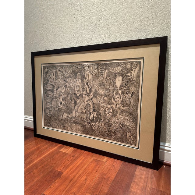 Spectacular large original ink on paper abstract, dated 1959. Entitled “Res Ipsa Loquitor” 1/proof by California Artist...