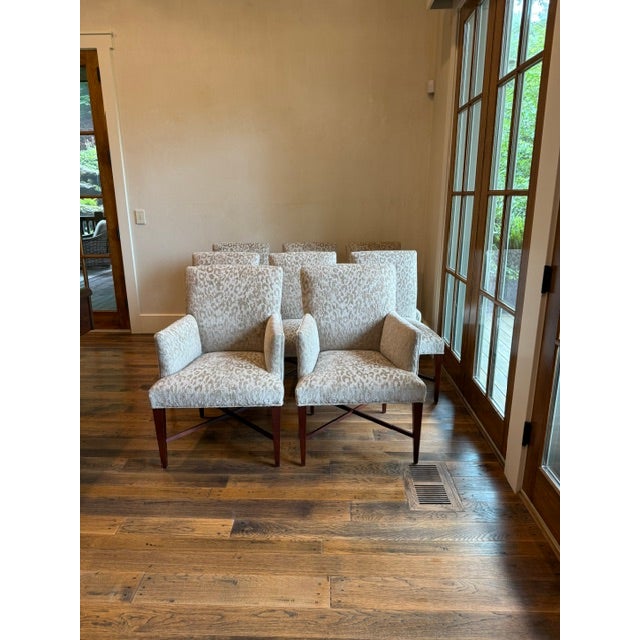 Wood Dining Chairs S/8 Attributed/Styled After Thomas Pheasant by Baker Furniture For Sale - Image 7 of 7