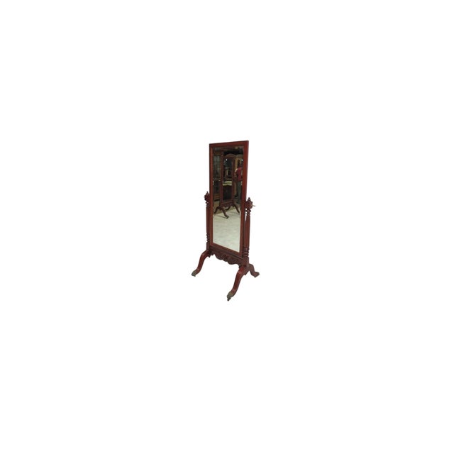 Ethan Allen 18th Century Mahogany Cheval Dressing Mirror Claw Foot Chippendale For Sale - Image 14 of 16