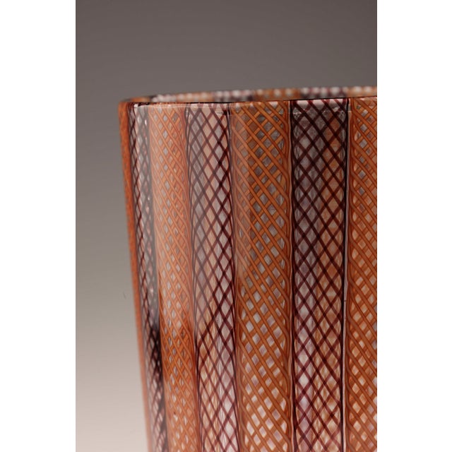 Murano Vintage Murano Zanfirico Filigrana Glass Vase, Mid-Century Italian For Sale - Image 4 of 5