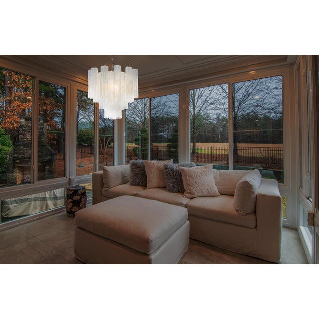 1980s Alabaster White Glass Tubes Chandelier, 1980s For Sale - Image 5 of 15