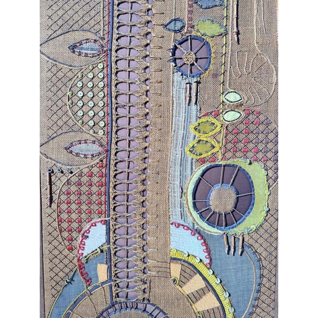 Gold Vintage Wall Hanging Woven Textile in Wool, Jute, Cotton, and Wood, 1970s For Sale - Image 8 of 13