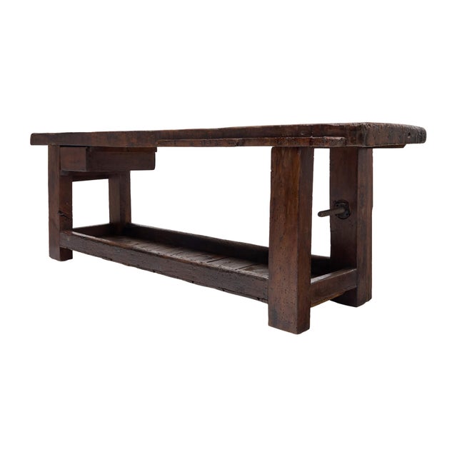 Wood Grand, Antique French Workbench, Chestnut, Industrial, Circa 1920s For Sale - Image 7 of 9