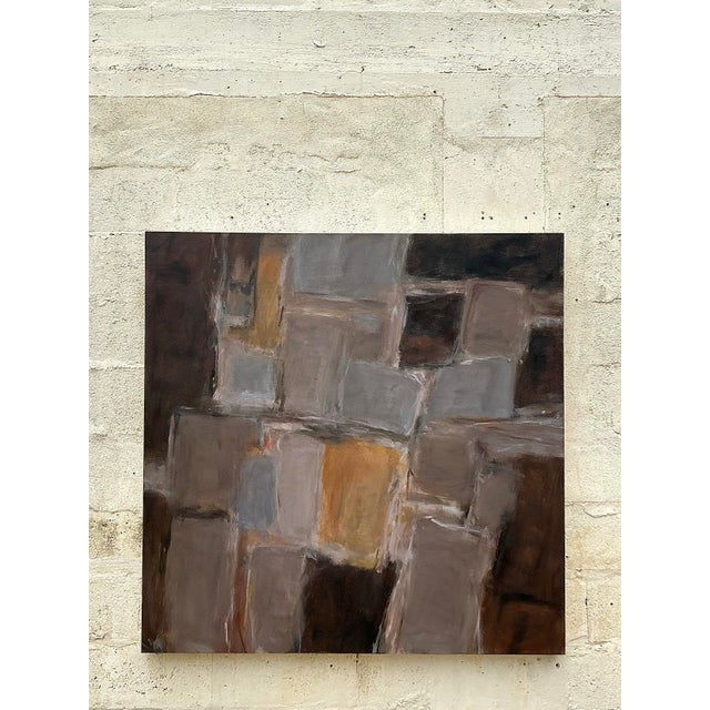 Vintage Boho Monumental Original Geometric Abstract Oil Painting on Canvas For Sale - Image 12 of 12