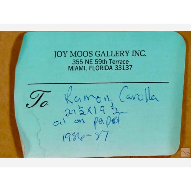 1970s Ramon Carulla, Cuban Art Abstract Oil Painting Latin American Mixed Media Ramon Carulla For Sale - Image 5 of 9