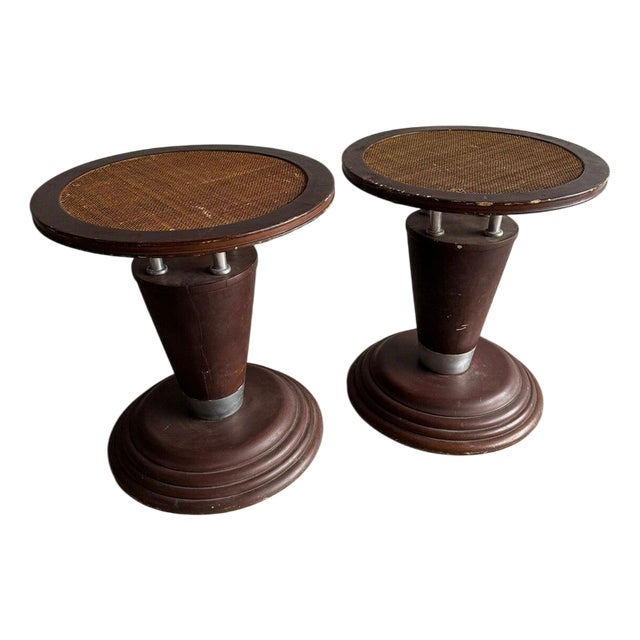 Art Nouveau Side Tables with Woven Top, 1890s, Set of 2 For Sale