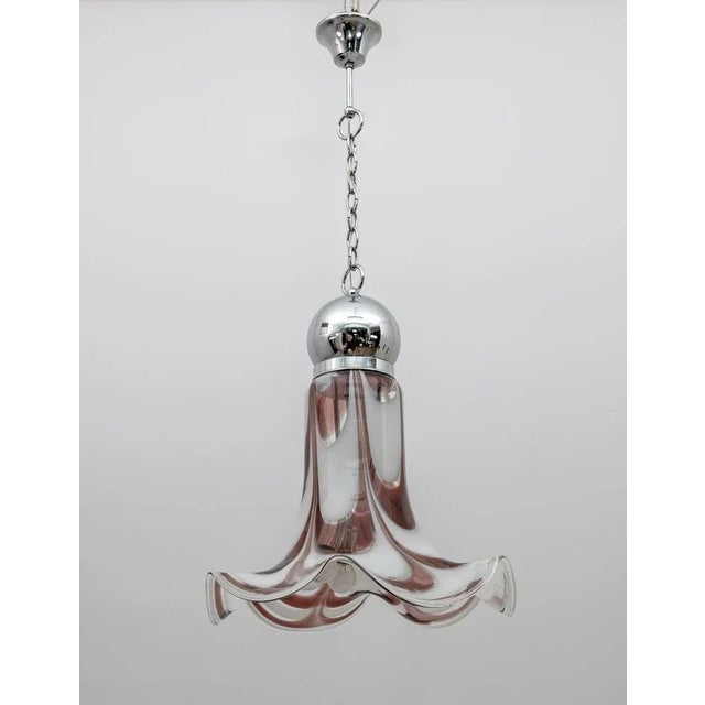 Mid-Century Modern Murano Glass and Steel Pendant from AV Mazzega, Italy, 1970s For Sale - Image 6 of 8