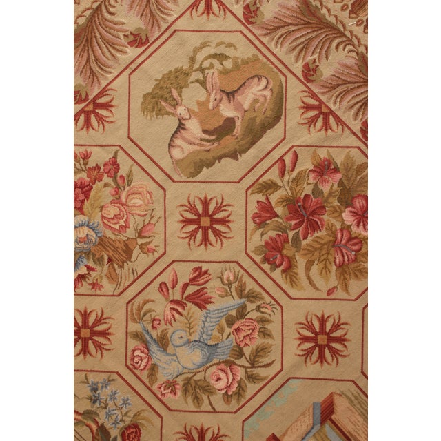 Rug & Kilim 1920s Handmade Antique Needlepoint Rug in Beige-Brown Floral Pictorial Pattern For Sale - Image 4 of 6