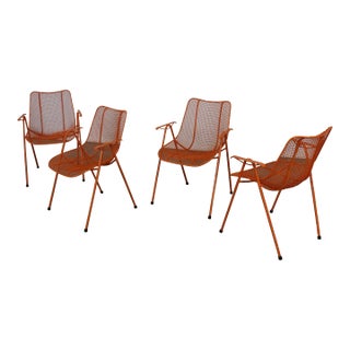 Set of 4 Woodard Sculptural Mesh Mid-Century Modern Dining Chairs For Sale