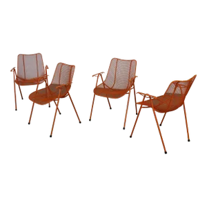 Set of 4 Woodard Sculptural Mesh Mid-Century Modern Dining Chairs