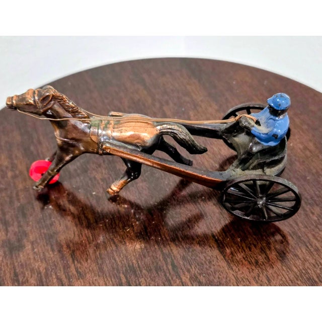 Wood Ethan Allen Reproduction "Verb" Framed Print & Vintage Cast Iron Horse and Carriage Toy – Collector’s Set For Sale - Image 7 of 10