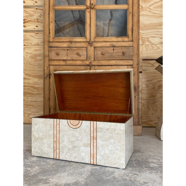 Maitland Smith Coral Trunk With Brass Trim For Sale - Image 6 of 18