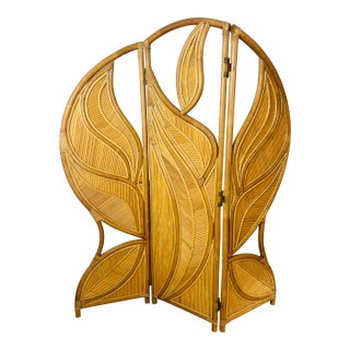 Vintage Pencil Reed Rattan Screen in the Style of Gabriella Crespi For Sale