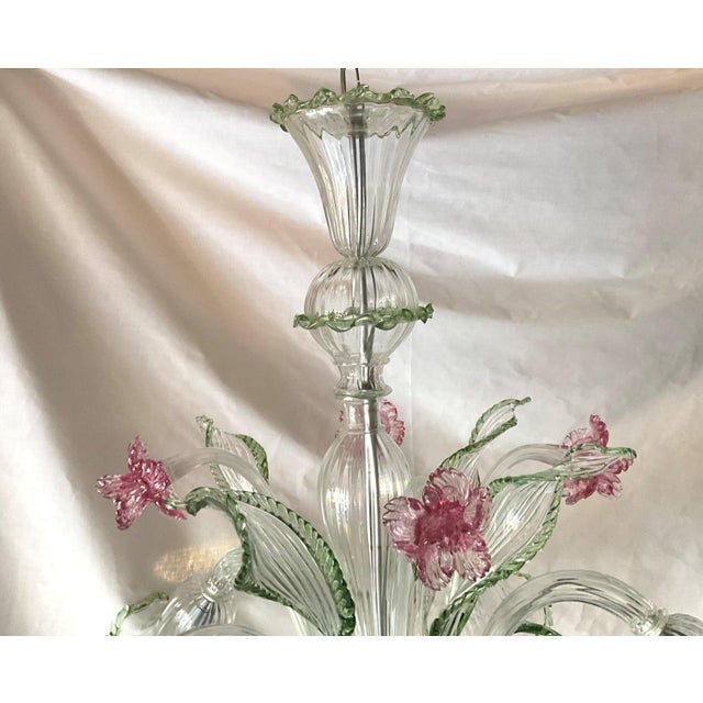 1950s Vintage Venetian Glass Chandelier For Sale - Image 5 of 16