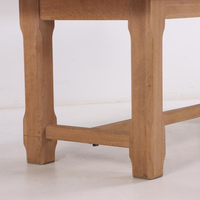 A French Brutalist Style Solid Oak Dining Table C 1960. For Sale In Greensboro - Image 6 of 6