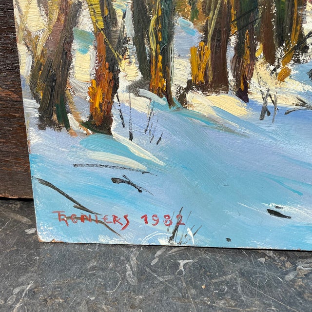 Peinture Paysage De Tony Reniers, 1982, Medium-Density Fibreboard (Mdf) For Sale - Image 4 of 9