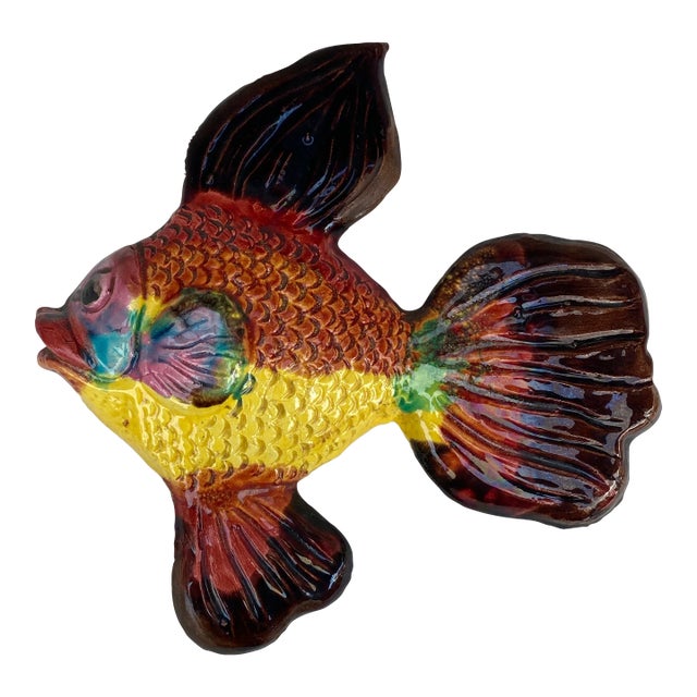French Majolica Wall Fish Cote D’Azur Circa 1970 For Sale