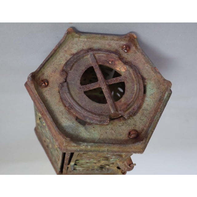 Vintage Japanese Cast Iron Butterfly Outdoor Lantern, Mid-Century Tea Garden Decor For Sale - Image 9 of 10