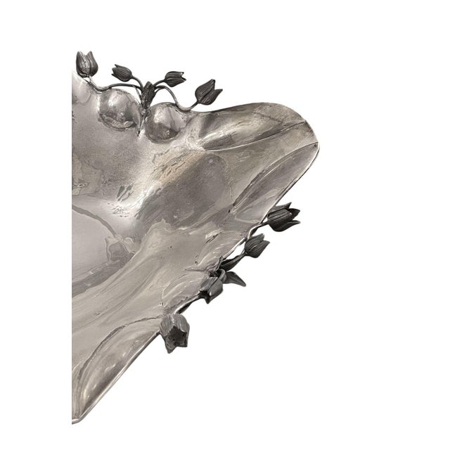 Silver Pair of Damar 925 Sterling Silver Floral Bowls, 20th Century. For Sale - Image 8 of 9