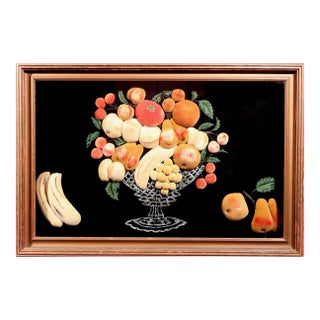 American Feltwork Picture of Fruit in a Footed Bowl, Probably New York State For Sale