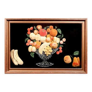 American Feltwork Picture of Fruit in a Footed Bowl, Probably New York State