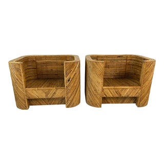 Pencil Reed Rattan Chairs in the Style of Gabriella Crespi, a Pair For Sale